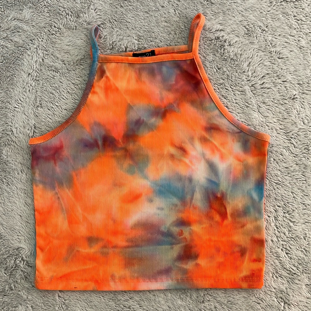 Tie 21 Tween ribbed Tie Dye Tank Top SZ M orange blue
Cropped